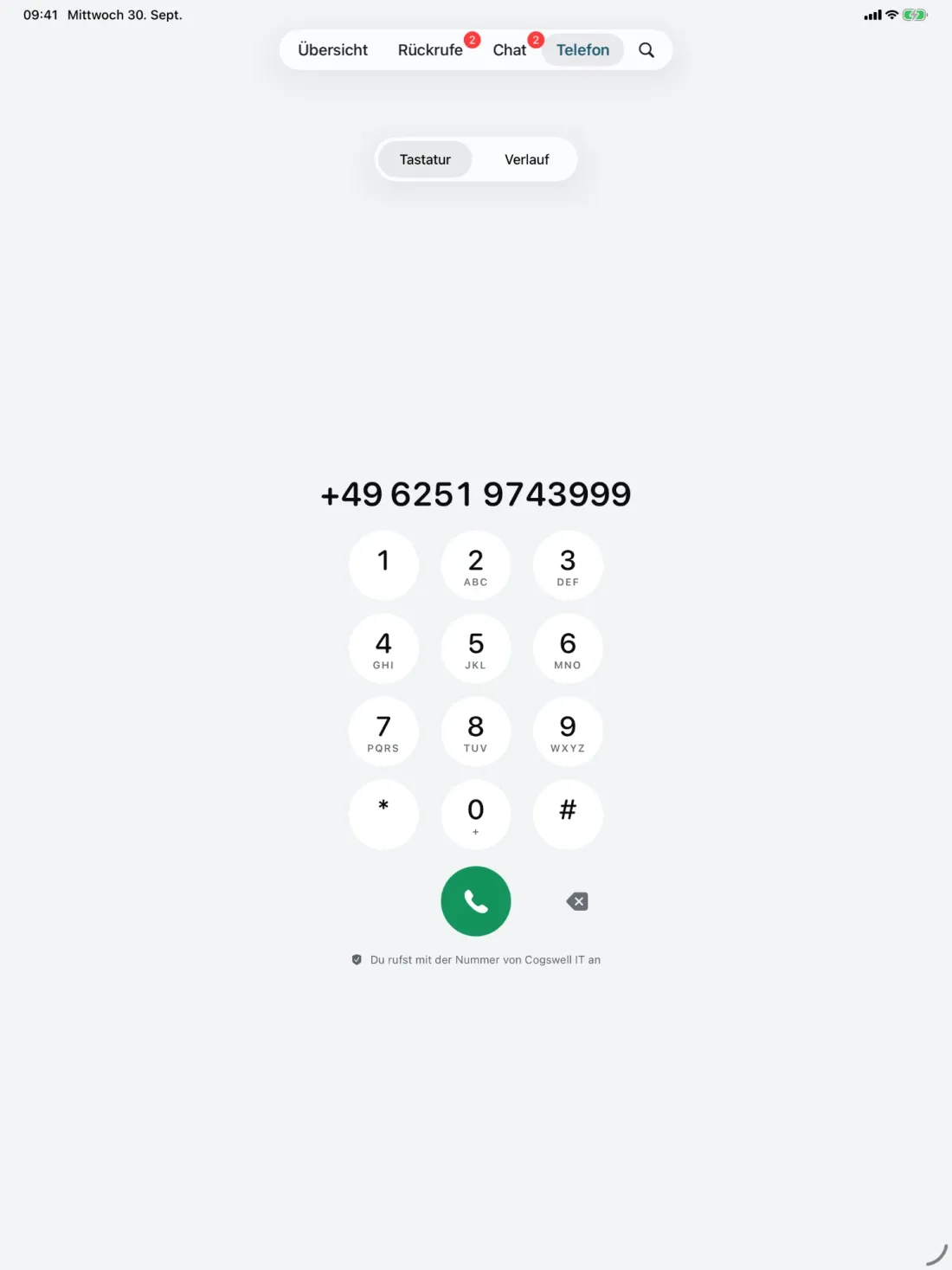 CUSCOS on iPad: Keypad view