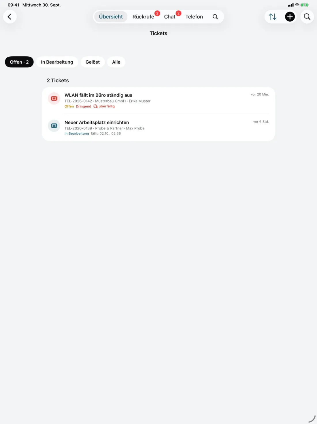 CUSCOS on iPad: Tickets view